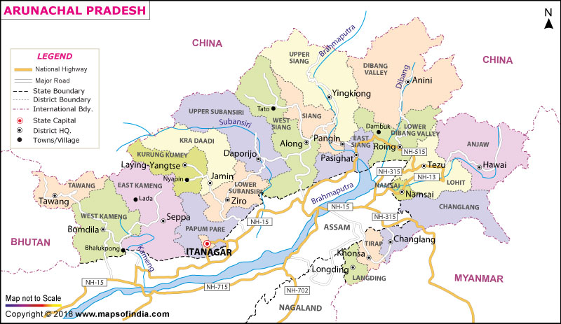 Arunachal Pradesh District Map
